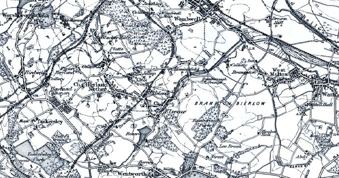 1911 Ordnance Survey 1 Inch map of the aea around Hemingfield